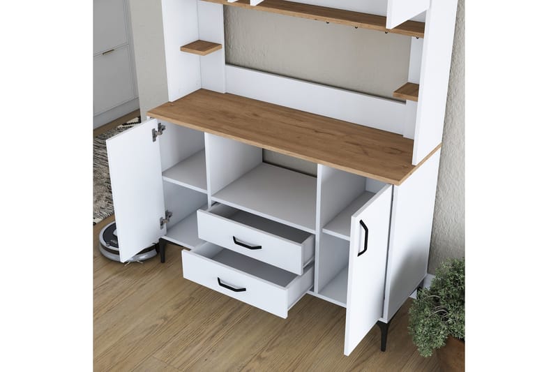 Eligius Högskåp - Vit/Valnöt - Förvaring - Skåp - Köksskåp - Högskåp