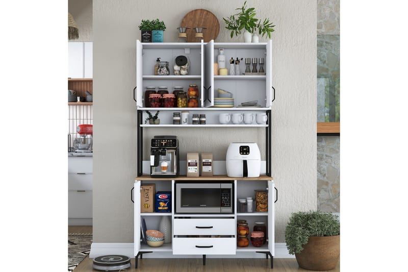 Eligius Högskåp - Vit/Valnöt - Förvaring - Skåp - Köksskåp - Högskåp