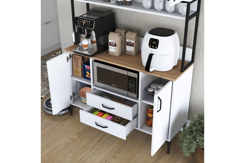 Eligius Högskåp - Vit/Valn öt - Förvaring - Skåp - Köksskåp - Högskåp