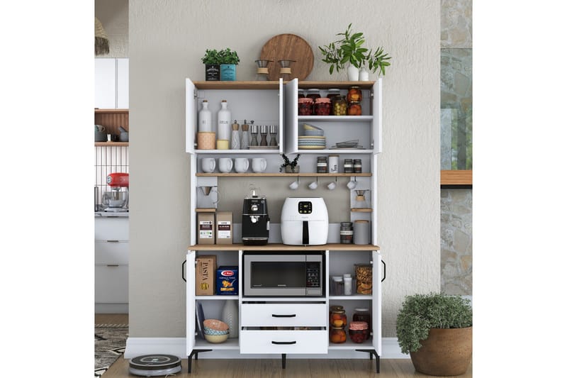 Eligius Högskåp - Vit/Valnöt - Förvaring - Skåp - Köksskåp - Högskåp