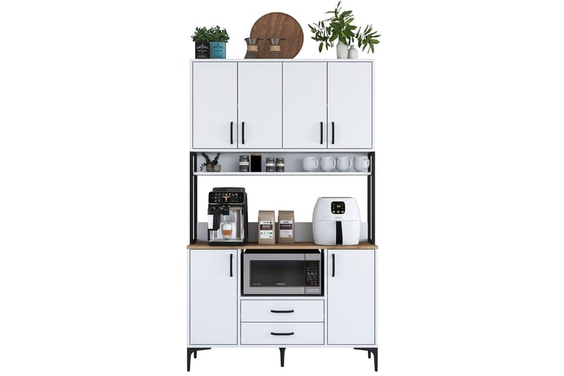 Eligius Högskåp - Vit/Valnöt - Förvaring - Skåp - Köksskåp - Högskåp