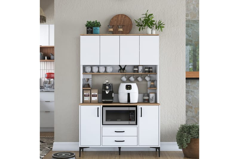 Eligius Högskåp - Vit/Valnöt - Förvaring - Skåp - Köksskåp - Högskåp