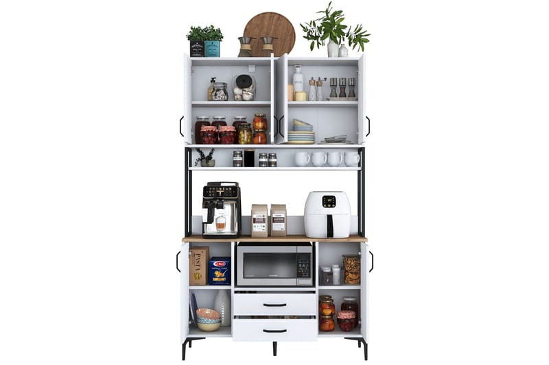 Eligius Högskåp - Vit/Valnöt - Förvaring - Skåp - Köksskåp - Högskåp