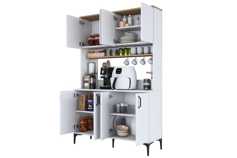 Eligius Högskåp - Vit/Valnöt - Förvaring - Skåp - Köksskåp - Högskåp