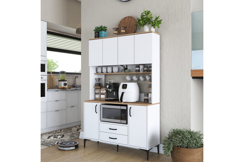 Eligius Högskåp - Vit/Valnöt - Förvaring - Skåp - Köksskåp - Högskåp