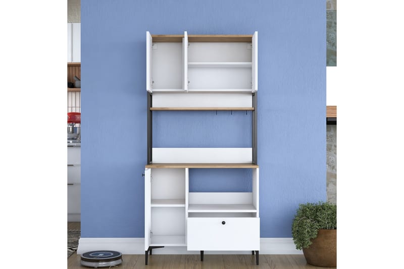 Eligius Högskåp - Vit/Valnöt - Förvaring - Skåp - Köksskåp - Högskåp