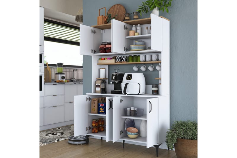 Eligius Högskåp - Vit/Valnöt - Förvaring - Skåp - Köksskåp - Högskåp