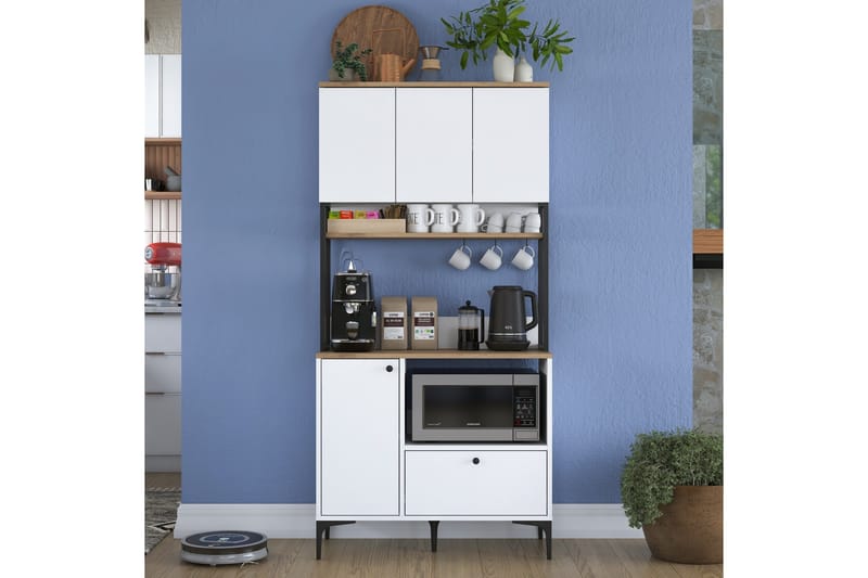 Eligius Högskåp - Vit/Valnöt - Förvaring - Skåp - Köksskåp - Högskåp