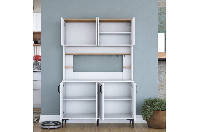 Eligius Högskåp - Vit/Valnöt - Förvaring - Skåp - Köksskåp - Högskåp