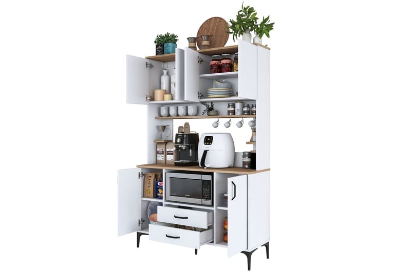 Eligius Högskåp - Vit/Valnöt - Förvaring - Skåp - Köksskåp - Högskåp