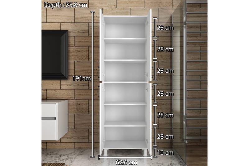 Erickslund Förvaringsskåp - Vit - Förvaring - Skåp - Köksskåp - Högskåp