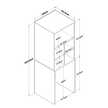 Fenvik Tvättmaskinsskåp 65x193,6x62,5 cm - Vit - Förvaring - Skåp - Köksskåp - Högskåp