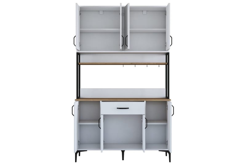 Flerfunktionsskåp Cerreta 127 Valnöt / Vit - Mediumfärgat trä/Vit - Förvaring - Skåp - Köksskåp - Högskåp