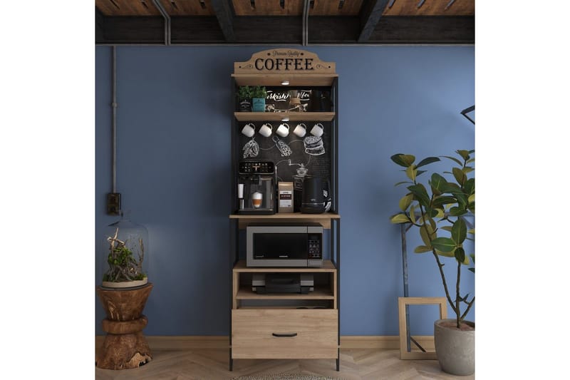 Flerfunktionsskåp Cerreta 154 (70 x 206,8 x 40 cm) - Brun - Förvaring - Skåp - Köksskåp - Högskåp