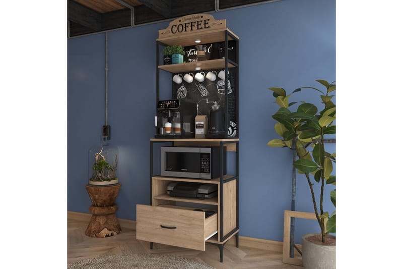 Flerfunktionsskåp Cerreta 154 (70 x 206,8 x 40 cm) - Brun - Förvaring - Skåp - Köksskåp - Högskåp