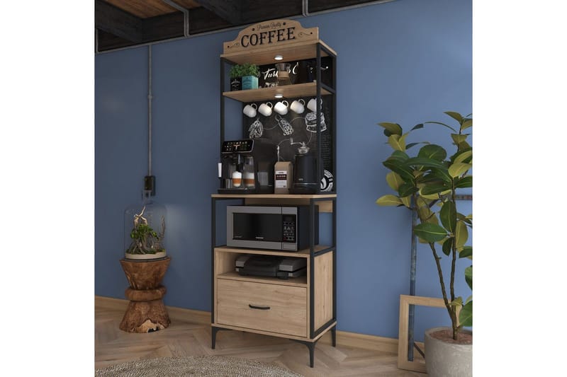 Flerfunktionsskåp Cerreta 154 (70 x 206,8 x 40 cm) - Brun - Förvaring - Skåp - Köksskåp - Högskåp