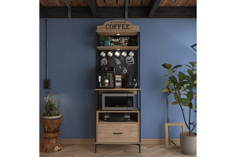 Flerfunktionsskåp Cerreta 154 (70 x 206,8 x 40 cm) - Brun - Förvaring - Skåp - Köksskåp - Högskåp