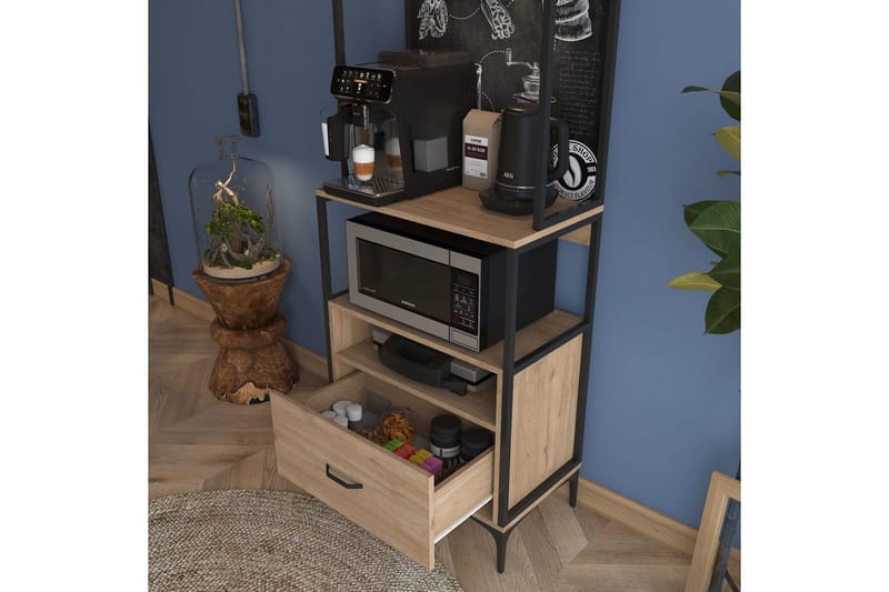 Flerfunktionsskåp Cerreta 154 (70 x 206,8 x 40 cm) - Brun - Förvaring - Skåp - Köksskåp - Högskåp