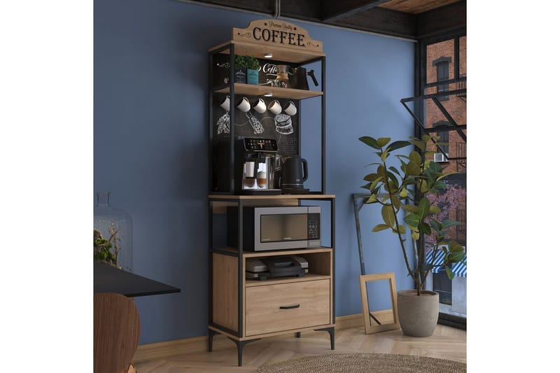 Flerfunktionsskåp Cerreta 154 (70 x 206,8 x 40 cm) - Brun - Förvaring - Skåp - Köksskåp - Högskåp