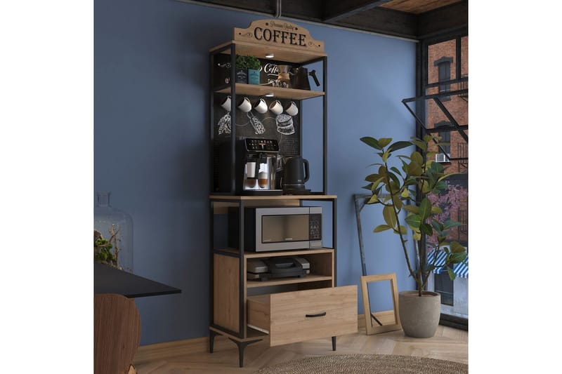 Flerfunktionsskåp Cerreta 154 (70 x 206,8 x 40 cm) - Brun - Förvaring - Skåp - Köksskåp - Högskåp