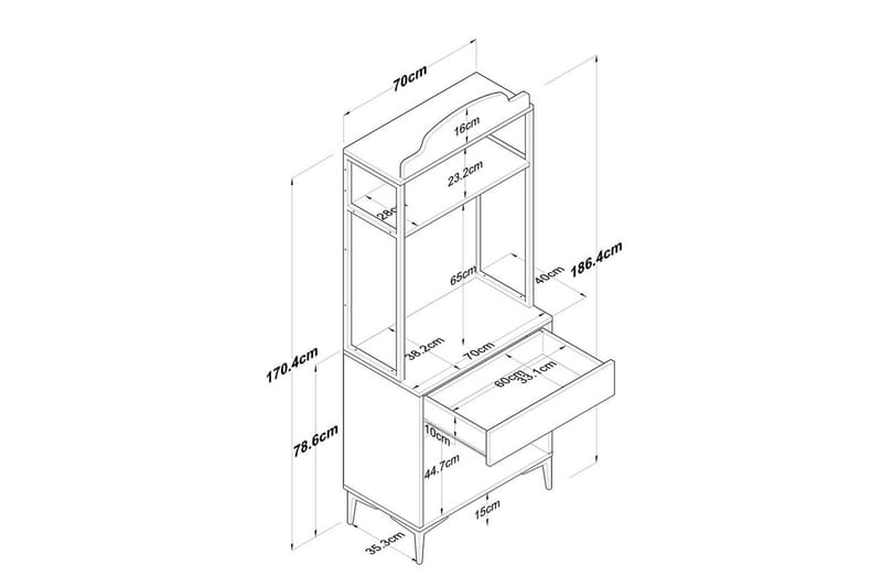 Flerfunktionsskåp Cerreta 157 Valnöt / Vit - Vit/Mörkfärgat trä - Förvaring - Skåp - Köksskåp - Högskåp