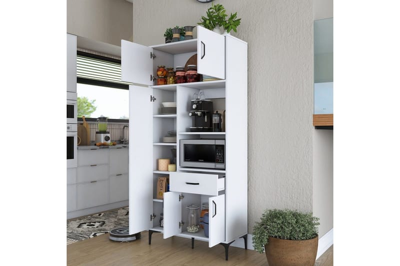 Flerfunktionsskåp Cerreta 165 Vit - Vit - Förvaring - Skåp - Köksskåp - Högskåp
