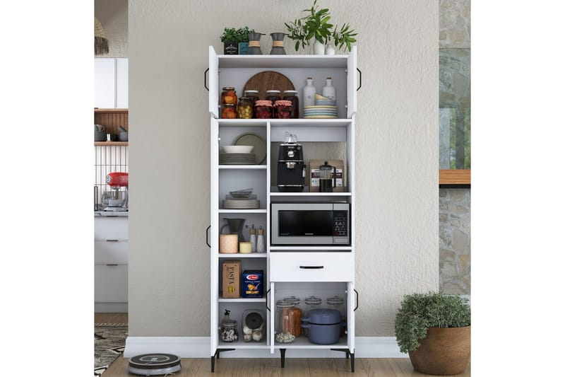 Flerfunktionsskåp Cerreta 165 Vit - Vit - Förvaring - Skåp - Köksskåp - Högskåp