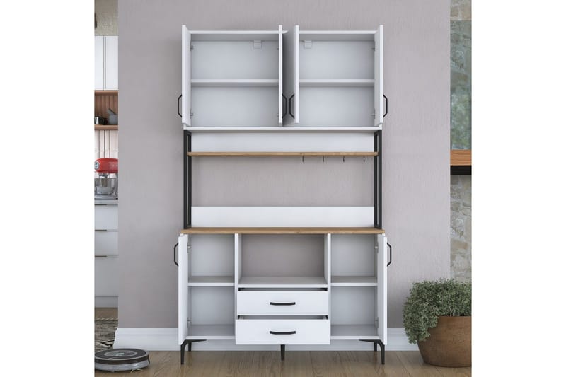 Flerfunktionsskåp Cerreta 169 Valnöt / Vit - Vit - Förvaring - Skåp - Köksskåp - Högskåp