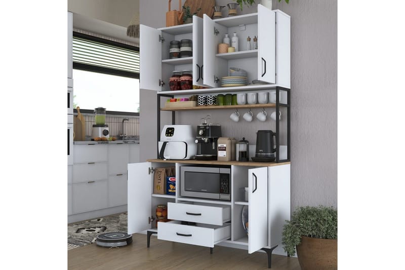 Flerfunktionsskåp Cerreta 169 Valnöt / Vit - Vit - Förvaring - Skåp - Köksskåp - Högskåp