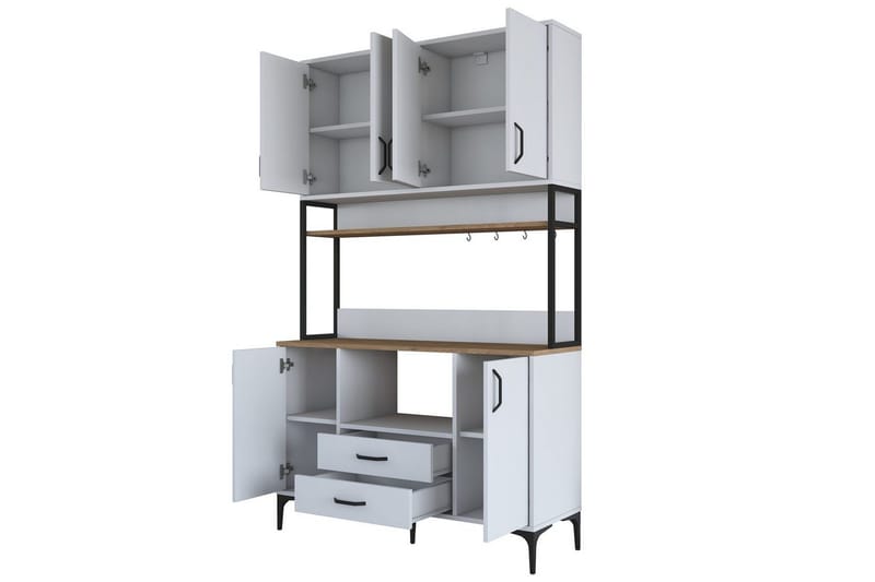 Flerfunktionsskåp Cerreta 169 Valnöt / Vit - Vit - Förvaring - Skåp - Köksskåp - Högskåp