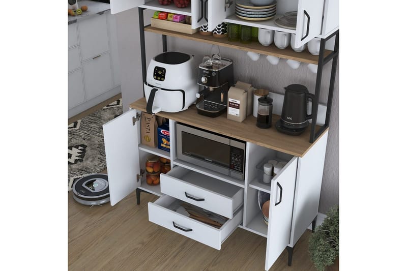 Flerfunktionsskåp Cerreta 169 Valnöt / Vit - Vit - Förvaring - Skåp - Köksskåp - Högskåp