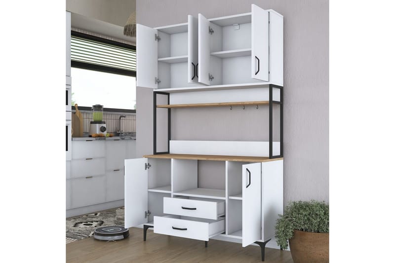 Flerfunktionsskåp Cerreta 169 Valnöt / Vit - Vit - Förvaring - Skåp - Köksskåp - Högskåp