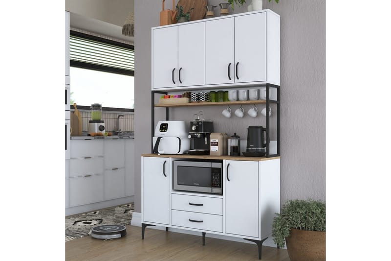 Flerfunktionsskåp Cerreta 169 Valnöt / Vit - Vit - Förvaring - Skåp - Köksskåp - Högskåp
