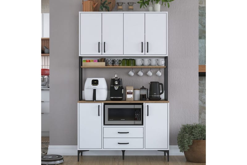 Flerfunktionsskåp Cerreta 169 Valnöt / Vit - Vit - Förvaring - Skåp - Köksskåp - Högskåp