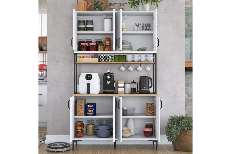 Flerfunktionsskåp Cerreta 173 Valnöt / Vit - Valnöt / Vit - Förvaring - Skåp - Köksskåp - Högskåp