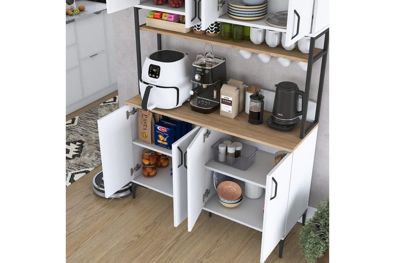 Flerfunktionsskåp Cerreta 173 Valnöt / Vit - Valnöt / Vit - Förvaring - Skåp - Köksskåp - Högskåp