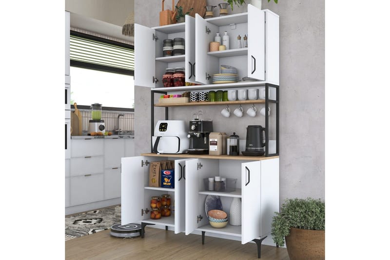 Flerfunktionsskåp Cerreta 173 Valnöt / Vit - Valnöt / Vit - Förvaring - Skåp - Köksskåp - Högskåp