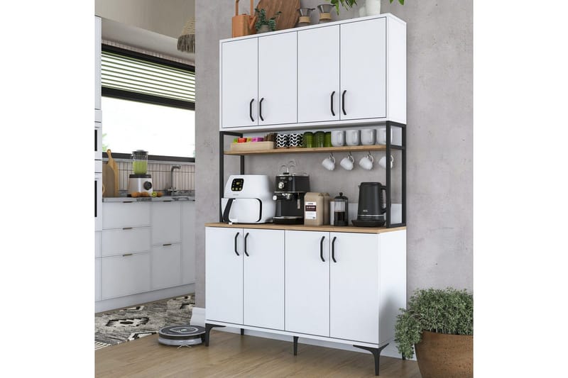 Flerfunktionsskåp Cerreta 173 Valnöt / Vit - Valnöt / Vit - Förvaring - Skåp - Köksskåp - Högskåp