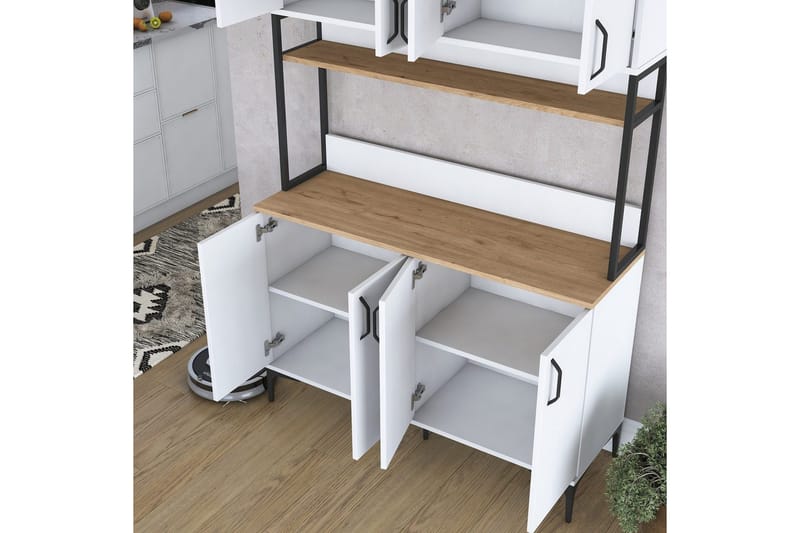 Flerfunktionsskåp Cerreta 173 Valnöt / Vit - Valnöt / Vit - Förvaring - Skåp - Köksskåp - Högskåp