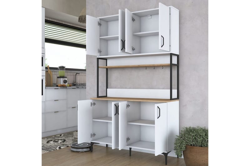 Flerfunktionsskåp Cerreta 173 Valnöt / Vit - Valnöt / Vit - Förvaring - Skåp - Köksskåp - Högskåp
