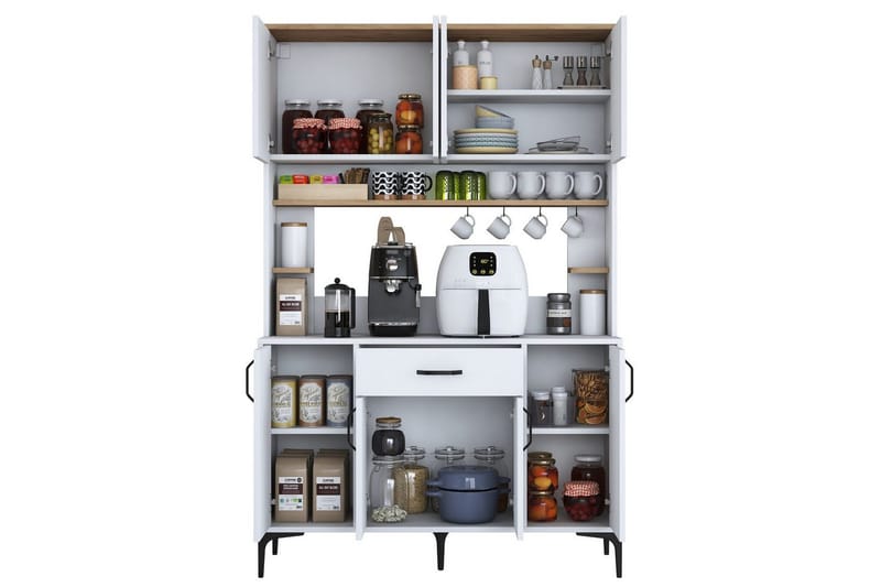 Flerfunktionsskåp Cerreta 177 Valnöt / Vit - Valnöt / Vit - Förvaring - Skåp - Köksskåp - Högskåp