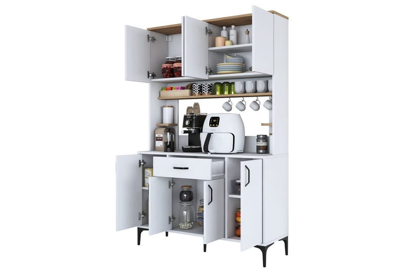 Flerfunktionsskåp Cerreta 177 Valnöt / Vit - Valnöt / Vit - Förvaring - Skåp - Köksskåp - Högskåp