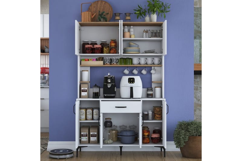 Flerfunktionsskåp Cerreta 177 Valnöt / Vit - Valnöt / Vit - Förvaring - Skåp - Köksskåp - Högskåp