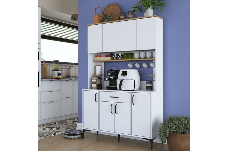 Flerfunktionsskåp Cerreta 177 Valnöt / Vit - Valnöt / Vit - Förvaring - Skåp - Köksskåp - Högskåp