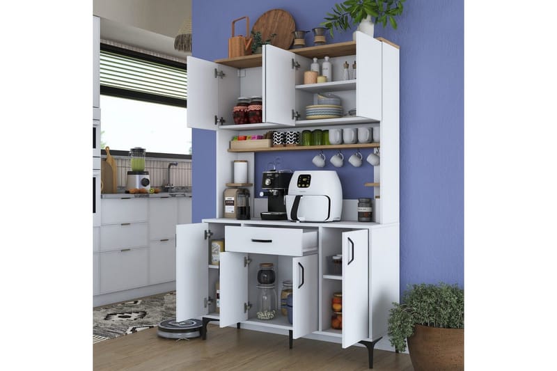 Flerfunktionsskåp Cerreta 177 Valnöt / Vit - Valnöt / Vit - Förvaring - Skåp - Köksskåp - Högskåp