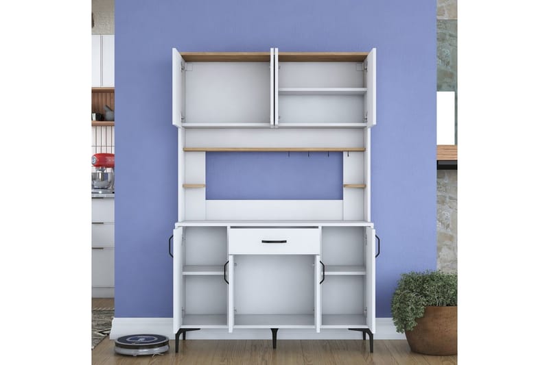 Flerfunktionsskåp Cerreta 177 Valnöt / Vit - Valnöt / Vit - Förvaring - Skåp - Köksskåp - Högskåp