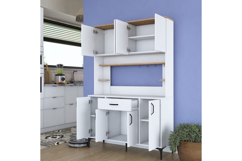 Flerfunktionsskåp Cerreta 177 Valnöt / Vit - Valnöt / Vit - Förvaring - Skåp - Köksskåp - Högskåp