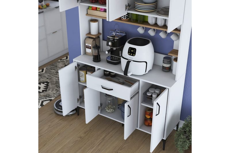 Flerfunktionsskåp Cerreta 177 Valnöt / Vit - Valnöt / Vit - Förvaring - Skåp - Köksskåp - Högskåp