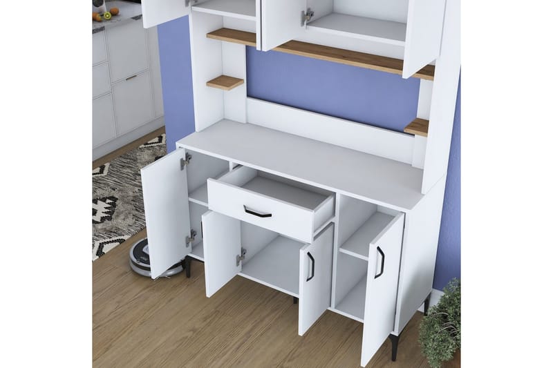 Flerfunktionsskåp Cerreta 177 Valnöt / Vit - Valnöt / Vit - Förvaring - Skåp - Köksskåp - Högskåp