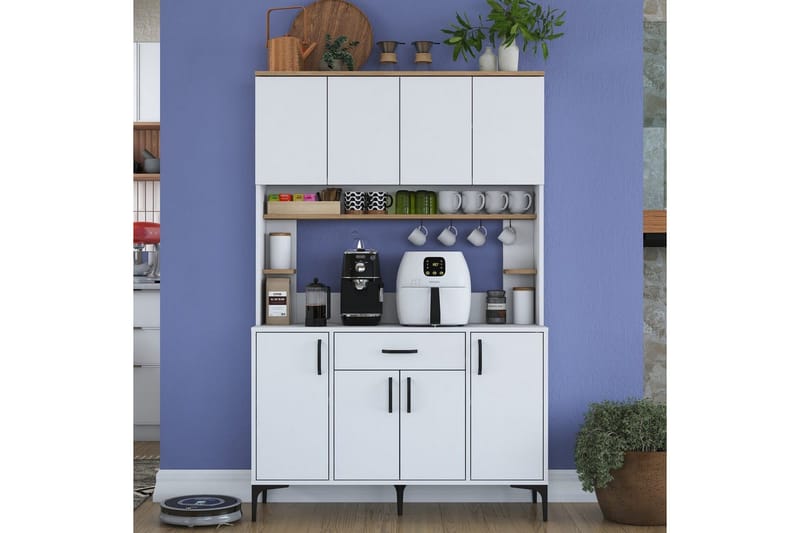 Flerfunktionsskåp Cerreta 177 Valnöt / Vit - Valnöt / Vit - Förvaring - Skåp - Köksskåp - Högskåp